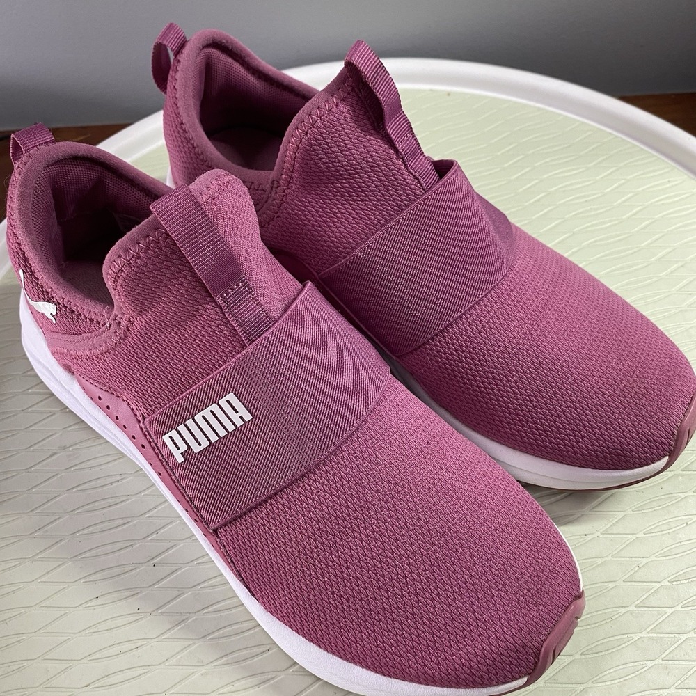 PUMA Mauve Pink W/White Shoe Soft ride sophia slip-on Sneaker Sz.8.5